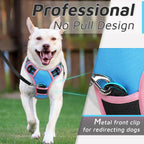 Eagloo Dog Harness for Large Dogs, No Pull Service Vest with Reflective Strips and Control Handle, Adjustable and Comfortable for Walking, No Choke Pet Harness with 2 Metal Rings, Pink & Blue, L