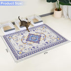 Glittme Cat Litter Mat with Non-Slip Bottom Litter Box Mat 47"X35" Litter Trapping Mat Easy to Clean Washable Cat Food Mat for Kitty,XXL