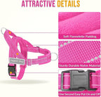 SlowTon No Pull Dog Harness with Front Clip - Heavy Duty, Soft Padded | Neck & Chest Adjustable, Tactical Pet Vest and Leash Set for Large Medium Sized Dogs, for Easy Walk & Training, Fuchsia XL