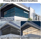 Kromapolis One Way Window Privacy Film Reflective Mirror Home Window Tint, Daytime Privacy Heat Control Anti UV Glass Tinting Static Cling (Black-Silver, 17.5 x 78.7 inch)