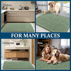 OLANLY Dog Door Mat for Muddy Paws 59x32, Absorbs Moisture and Dirt, Absorbent Non-Slip Washable Doormat, Quick Dry Chenille Mud Mat, Entry Indoor Entryway Carpet for Inside Floor, Olive Green