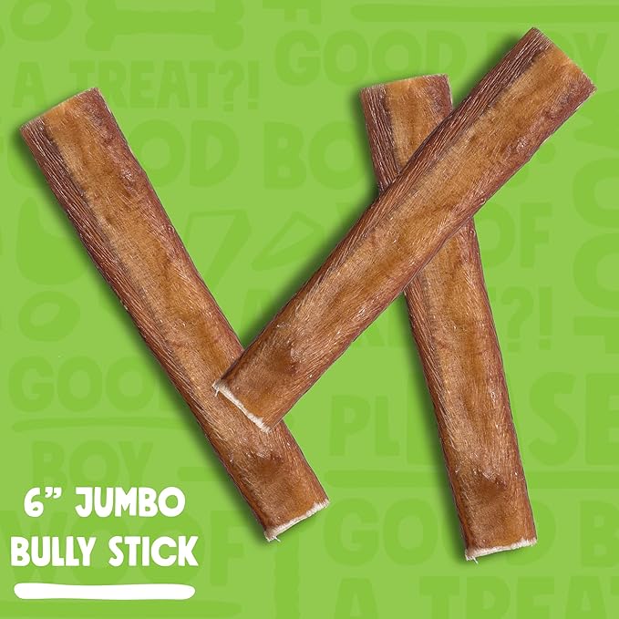 All Natural Bully Sticks for Small to Medium Dogs and Puppies (6" Jumbo - 4pk)