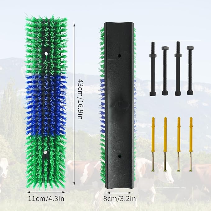 Livestock Scratch Brush With 24 Screws，Animal Back Scratching Brush for Cow,Cattle,Sheep, Horses,Pigs，Massage Grooming Tool(Green, 6pcs)
