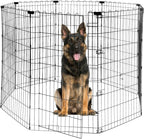Foldable Dog Playpen 48" Height 8 Panels Metal Exercise Pen No Door - Indoor/Outdoor Dog Play Pen for Medium-Large Dogs, Portable Pet Fence for Yard Garden Camping, Black
