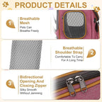 Pet Backpack Carrier, Portable and Ventilated, Oxford Cloth, Dog Cat Travel Bag with Transparent Cover 12.6", (Pink, 1 Pcs), Intended for Hiking/Camping/Traveling