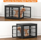 32 Inch Heavy Duty Dog Crate Furniture for Medium and Small Dogs, Decorative Pet House End Table, Wooden Cage Kennel Furniture Indoor, Gray