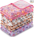 Tatuo 4 Pack Fleece Dog Blankets for Puppy Cats Multi-Size Sleep Mat for Pet Guinea Pig Soft Washable Warm Crate Bed Puppy Teething Toys Print Pattern Blanket Indoor(Mixed Color,40 x 63 Inch,Paw)