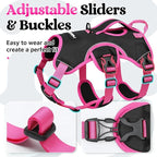 rabbitgoo Escape Proof Dog Harness for Medium, No Pull with Lift Handle | No Escape, Full Soft Padded, Reflective Adjustable Vest, Leash Clip for Walking Hiking Training, Rose & Black, Medium