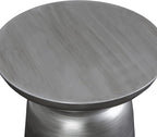 SIMPLIHOME Toby Metal Table - 17 inch Wide Solid Iron Drum Accent Table in Silver, Industrial Side or End Table for Living Room, Bedroom or Entryway with Sculptural Design, Assembled