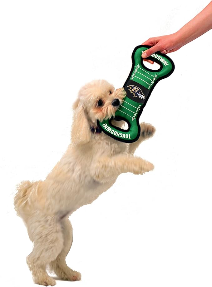 Pets First NFL Football Field Dog Toy with Squeaker. - Baltimore Ravens - for Tug, Toss, & Fetch. - Tough & Durable Pet Toy (Pack of 2)