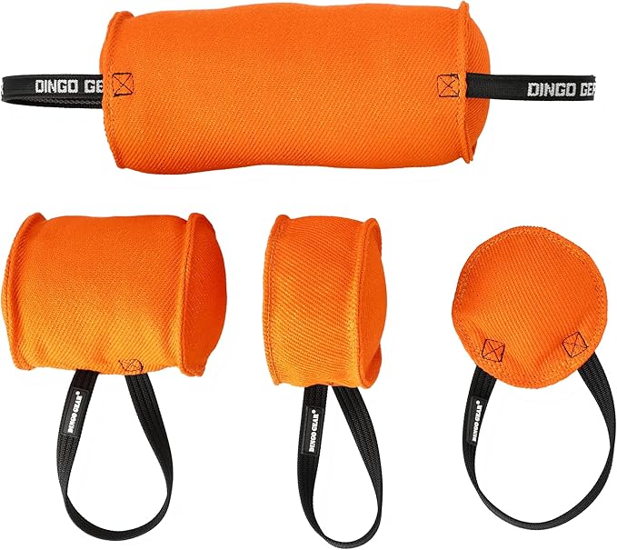 Dingo Gear Dog Tug Toy for Strong Dog, Bite Training, IGP, Fun, French Linen Drum, 5,5x3,1" Orange Berta S00094