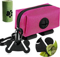 Dog Poop Bag Holder for Leash Attachment Dog Poop Bag Dispenser Dog Waste Bag Dispensers Dog Poop Bag Holders Fit Dog Leash Accessory With Hand Free Holder Carriers (Black) Pink