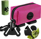 Dog Poop Bag Holder for Leash Attachment Dog Poop Bag Dispenser Dog Waste Bag Dispensers Dog Poop Bag Holders Fit Dog Leash Accessory With Hand Free Holder Carriers (Black) Pink