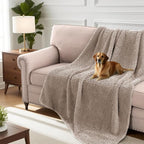 H.VERSAILTEX Plush Chenille Couch Cover for Dogs Pets Blanket for Bed Anti-Slip Soft and Durable Furniture Protector for Small Medium Large Cats Washable (52" x 82", Cuban Sand)