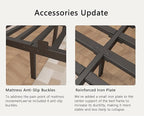 Full Size Bed Frame 12 Inch, Black Metal Full Bed Frame No Box Spring Needed, DIY Headboard Holes, Heavy Duty Steel Support 3500 LBS, Noiseless, Round Corner Legs, Storage Space, Easy Assembly