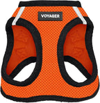 Best Pet Supplies Voyager Step-in Air Harness - All Weather Mesh, Reflective, No Pull Harness for Dogs, Cats - Secure with Hook & Loop Fastener, Buckle, Double D-Rings - Orange/Black Trim, S