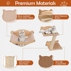 Tangkula Cat Wall Shelves, Wall Mounted 4pcs Kitten Furniture Set with Hammock, 2-Step Kitty Tree, Perch, Non-Slip Carpet Mat, Sisal Stairs & Scratching Posts, Wooden Cat Climber Steps (Natural)
