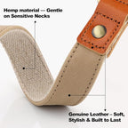 Plutus Pet Genuine Leather & Hemp Dog Collar – Adjustable Heavy Duty Pet Collar with Quick Release Metal Buckle, Soft & Stylish for Puppy and Small, Medium, Large Dogs (Beige, L)