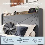 Allewie Full Size Velvet Bed Frame with 3 Storage Drawers, Upholstered Platform Bed with Wingback Storage Headboard and USB Ports, No Box Spring Needed, Easy Assembly, Grey