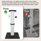 Cat Scratching Post 34 Inches Heavy Duty and Thicker Cat Scratching Post Sisal Rope with Hanging Ball and Mice Scratching Post for Indoor Cats and Adult(Black)
