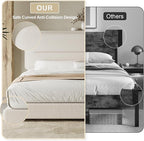 HOMBCK King Size Bed Frame, Upholstered Boucle Bed Frame King with Headboard, Soft Cloud Bed Frames with Thickened Footboard, Rounded Corners, No Box Spring Required, Easy Assembly, Cream
