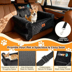 Dog Car Seat for Medium/Large Dogs up to 60 lbs, Memory Foam Dog Booster Seat with Thick Cushion, Pet Car Seat for Back with Detachable Washable Cover, Storage Pockets for SUV, Pick Up, Trunk, Black