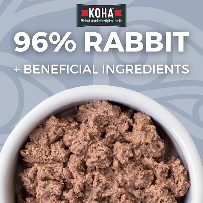 KOHA Limited Ingredient Diet Rabbit Pate for Cats - Single Meat Wet Cat Food for Sensitive Stomachs - *New Batch 2025, Improved, Smooth Texture* - Pate Cat Food, No Fillers - 3oz Pack of 24