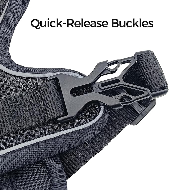 Cat Harness and Leash Set Escape Proof Tactical Extra Large Kitten Harness Emotional Support Cat Vest, Black, XXL