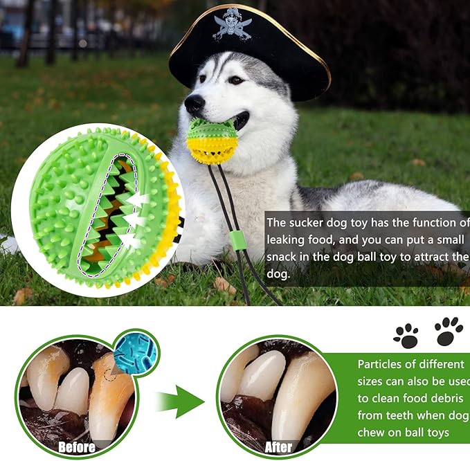 Dog Toys, Dog Chew Toys for Aggressive chewers, Puppy Training Treats Teething Rope Toys for Boredom, Puzzle Treat Food Dispensing Ball for Puppies Teething Small Dogs (Green)