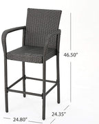 Christopher Knight Home Delfina Outdoor Wicker Barstools, 4-Pcs Set, Grey