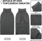 KOESON XS Dog Sweater Girl and Boy, Warm Extra Small Dog Sweater, Thick Halloween Dog Sweaters, Turtleneck Sweaters for Chihuahua, Yorkie, Puppy Winter and Fall Knitwear with Sleeves, Grey, XSmall