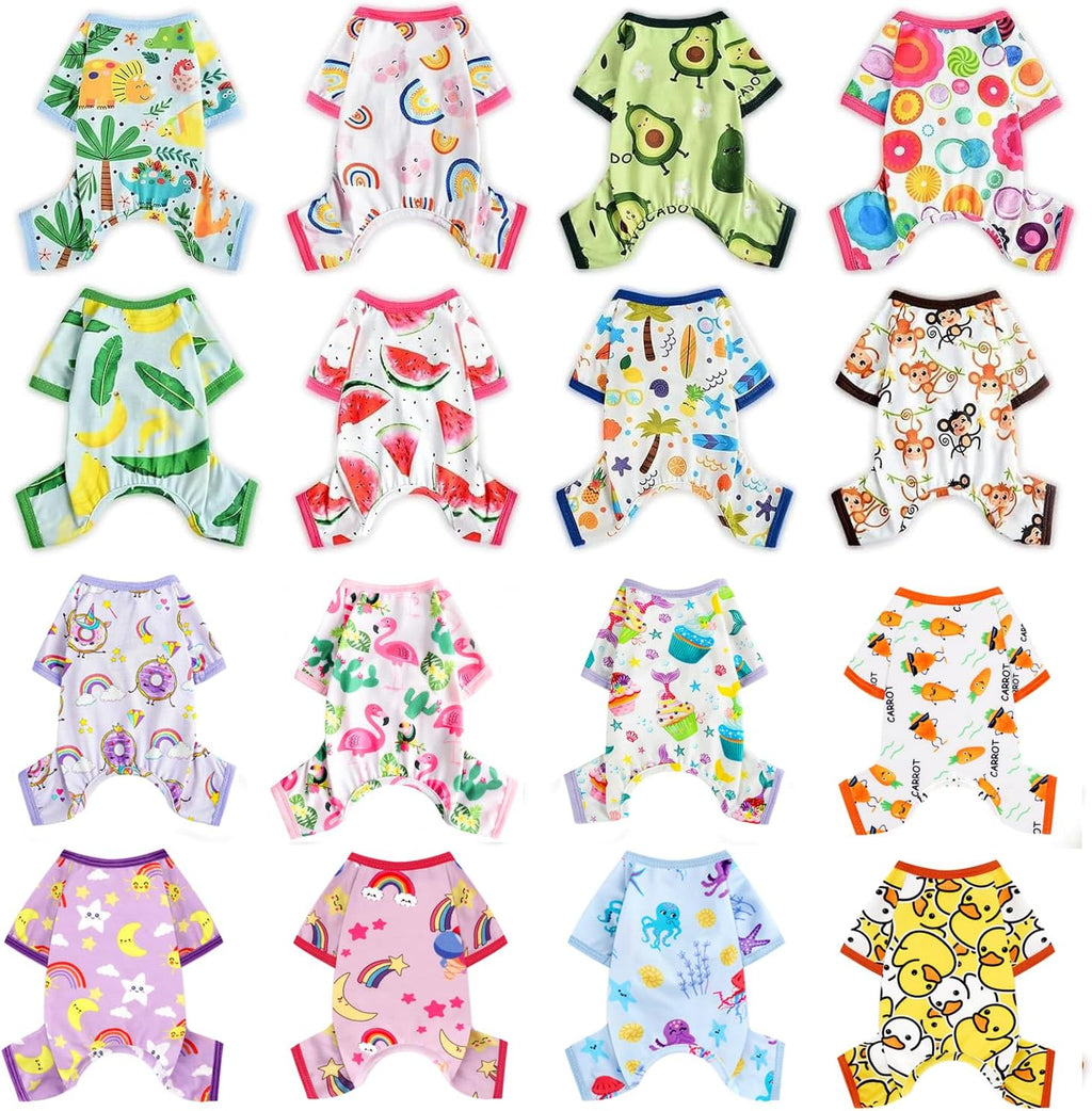 Dog Pajamas Pjs Summer Fall Dog Clothes for Small Dogs Girl - Boy - Medium Size Dogs, Soft Stretchy Puppy Clothes Doggie Onesies Cat Pet Jammies Outfit, Donut Purple