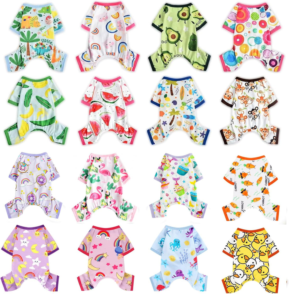 Dog Pajamas Pjs Summer Fall Dog Clothes for Small Dogs Girl - Boy - Medium Size Dogs, Soft Stretchy Puppy Clothes Doggie Onesies Cat Pet Jammies Outfit, Donut Purple