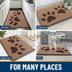 Smiry Dog Door Mat for Muddy Paws, Absorbs Moisture and Dirt, Low-Profile Entryway Mat with Non-Slip Backing, Entry Indoor Outdoor Doormat for Inside Floor (48x30 Inches, Beige, Paw)