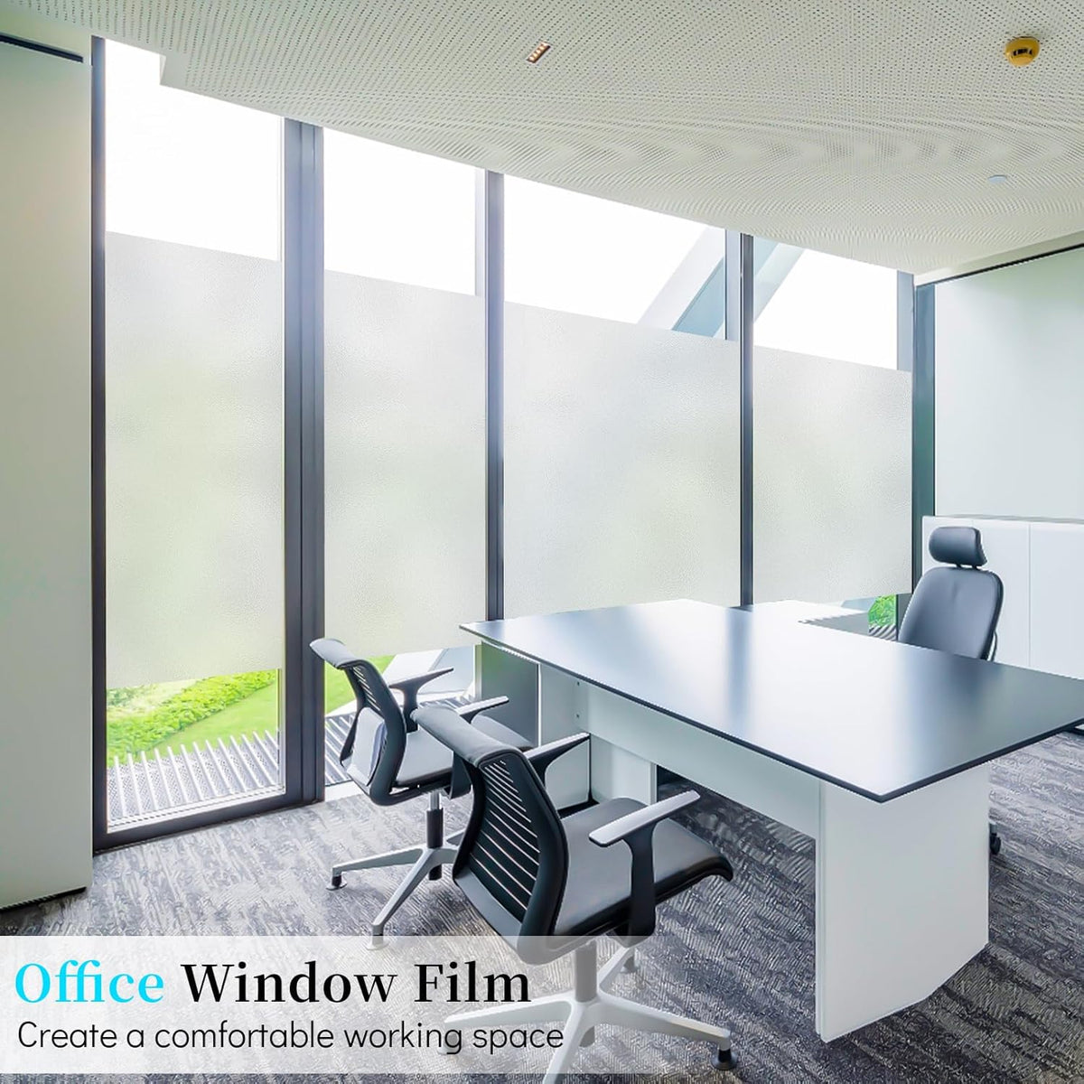 Niviy Etched Privacy Window Film Frosted Glass Static Cling Non Adhesive Window Frost Film for Home Office, 35.4 inch x 118 inch
