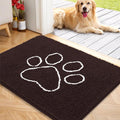 OLANLY Door Mat for Muddy Dog Paws 40x32, Ultra Absorbent Chenille Mud Doormat with Paw Print Design, Non-Slip Washable Doormat for Indoor Entryway, Quick-Dry Pet Bed Mats for Dirty Dogs, Brown