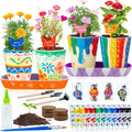 RGBDOT Kids Gardening Set Paint and Plant Stoneware Flower Gardening Kit with 4 Pots Arts and Crafts for Kids Ages 8-12 Best Children’s Day Gift for Girls Boys Ages 5 6 7 8 9 10