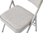 2 Pack Folding Chairs with Fabric Padded Cushion and Back, Commercial Grade Metal Chairs with Comfortable SOFT Fabric Cushion for Home and Office, for Indoor and Outdoor Events (2, White-Fabric)