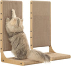 2-Pack Cat Scratching Board, 25.6'' Tall Cardboard L Shape Vertical Cat Scratchers for Indoor Cats, Cat Scratching Post for Wall and Couch, Large