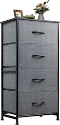 WLIVE Dresser with 4 Drawers, Storage Tower, Organizer Unit, Fabric Dresser for Bedroom, Hallway, Entryway, Closets, Sturdy Steel Frame, Wood Top, Easy Pull Handle, Dark Grey