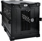 Heavy Duty Fully Collapsible Powder-Coated Aluminum Dog Crate - Small (Black)