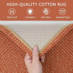 KOZYFLY Extra Long Runners for Hallways 3x14 ft Washable Kitchen Runner Non Slip Rubber Backed Hallway Rug Cotton Entryway Runner Rug Floor Carpet for Indoor Hall, Kitchen, Stair, Orange/Tan