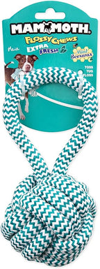 Mammoth Flossy Chews Extra Fresh Monkey Fist Ball with Handle Premium Cotton-Poly Interactive Dog Rope Toy Fetch Toy for Small to Medium Dogs - Medium, 3.75''