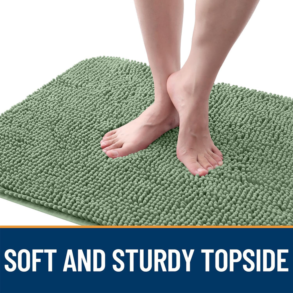 OLANLY Dog Door Mat for Muddy Paws 54x24, Absorbs Moisture and Dirt, Absorbent Non-Slip Washable Doormat, Quick Dry Chenille Mud Mat, Entry Indoor Entryway Carpet for Inside Floor, Olive Green
