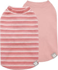KYEESE 2Pack Waffle Dog Shirts for Small Dogs Stretchy T-Shirts Lightweight Tank Top Sleeveless Striped Vest Breathable Cat Tee, Medium, Pink+Striped