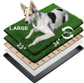 MEEXPAWS Dog Grass Pee Pads for Dogs with Tray | Large 34×23 in | 2× Dog Artificial Grass Pads Replacement| Rapid Drainage | Indoor Litter Box | Hemmed Edge