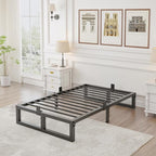 10 inch Twin Bed Frame Low Profile Metal Platform Frames with Mattress Slide Stopper,Heavy Steel Slats Support,No Box Spring Needed,Noise Free,Non-Slip,Easy Assembly