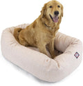 Majestic Pet Bagel Calming Dog Bed, 40 Inch Large, Round, Washable, Pink | Cozy Soft Fluffy Donut Pet Bed with Spine Support for Head Rest – Anti-Anxiety Comfort for Puppies & Dogs, 40x29x9 Inches