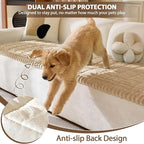 FUANGUI 2 Pack Waterproof Couch Cover for Dogs Pets Sofa Protector | Non-Slip Washable Fuzzy Soft Sofa Slipcover for 2 PCS L Shaped Sofa Pet Friendly, 27.6" x 70.9"+27.6" x 82.7",Khaki
