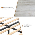 Rustic White King Size Wooden Bed Frame with Farmhouse Headboard, Solid Wood Platform Bed with Wood Slats, Noise-Free Structure, No Box Spring Needed
